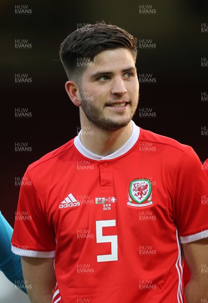 161018 - Wales U21 v Switzerland U21, European U21 Championship 2019 Qualifier -  Cian Harries of Wales