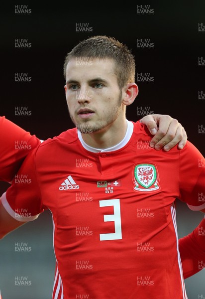161018 - Wales U21 v Switzerland U21, European U21 Championship 2019 Qualifier -  Rhys Norrington-Davies of Wales