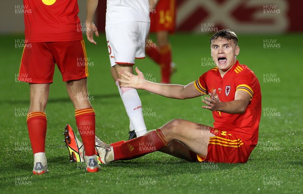 161121 - Wales U21 v Switzerland U21, European U21 Championship 2023 Qualifying Round - A furious William Sass-Davies of Wales after his goal was disallowed