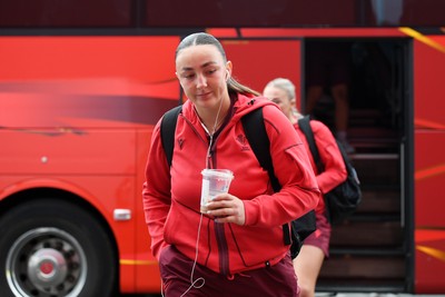 100526 - Wales U21 Women v Ireland U21 Women - Six Nations Women's U21 Series - The Wales squad arrive ahead of the game