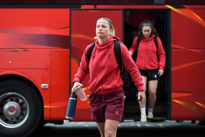 100526 - Wales U21 Women v Ireland U21 Women - Six Nations Women's U21 Series - The Wales squad arrive ahead of the game