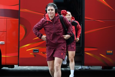 100526 - Wales U21 Women v Ireland U21 Women - Six Nations Women's U21 Series - The Wales squad arrive ahead of the game