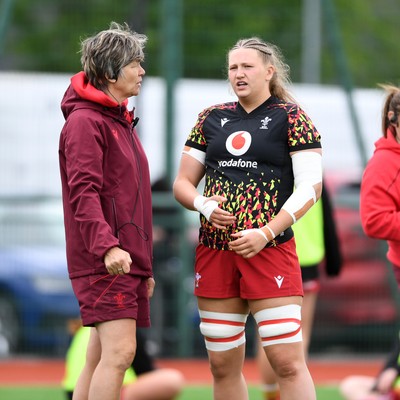 100526 - Wales U21 Women v Ireland U21 Women - Six Nations Women's U21 Series - Liza Burgess, Wales Women's Head Coach and Alaw Pyrs of Wales Women