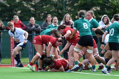 100526 - Wales U21 Women v Ireland U21 Women - Six Nations Women's U21 Series - Gwennan Hopkins of Wales Women scores a try