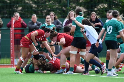 100526 - Wales U21 Women v Ireland U21 Women - Six Nations Women's U21 Series - Gwennan Hopkins of Wales Women scores a try