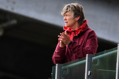 100526 - Wales U21 Women v Ireland U21 Women - Six Nations Women's U21 Series - Liza Burgess, Wales Women's Head Coach watches from the stands
