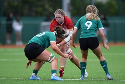 100526 - Wales U21 Women v Ireland U21 Women - Six Nations Women's U21 Series - Alaw Pyrs of Wales Women is challenged by Ellen O’Sullivan Sexton Ireland Women