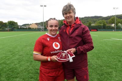 100526 - Wales U21 Women v Ireland U21 Women - Six Nations Women's U21 Series - Shanelle Williams of Wales Women is presented a cap by Liza Burgess, Wales Women's Head Coach