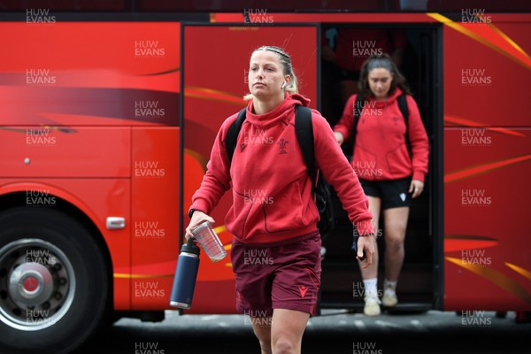 100526 - Wales U21 Women v Ireland U21 Women - Six Nations Women's U21 Series - The Wales squad arrive ahead of the game
