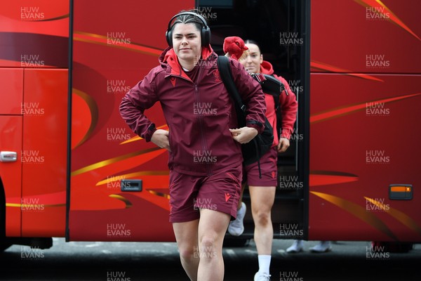 100526 - Wales U21 Women v Ireland U21 Women - Six Nations Women's U21 Series - The Wales squad arrive ahead of the game