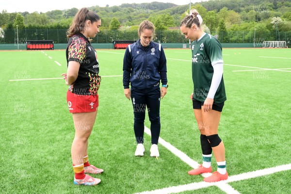 100526 - Wales U21 Women v Ireland U21 Women - Six Nations Women's U21 Series - Both captains at the coin toss