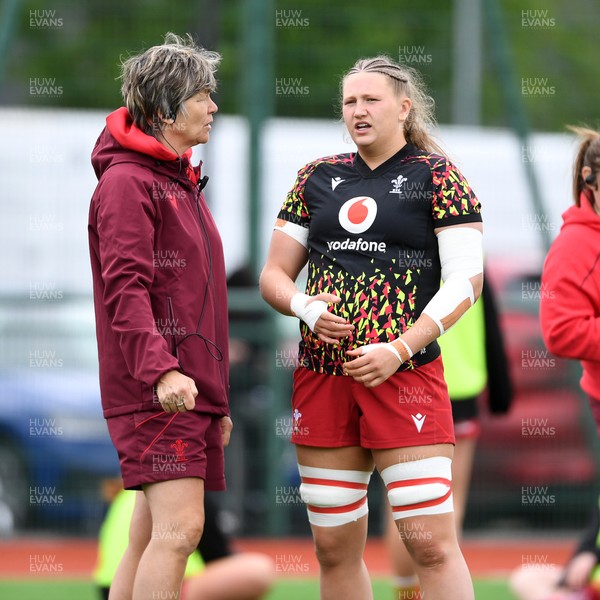 100526 - Wales U21 Women v Ireland U21 Women - Six Nations Women's U21 Series - Liza Burgess, Wales Women's Head Coach and Alaw Pyrs of Wales Women