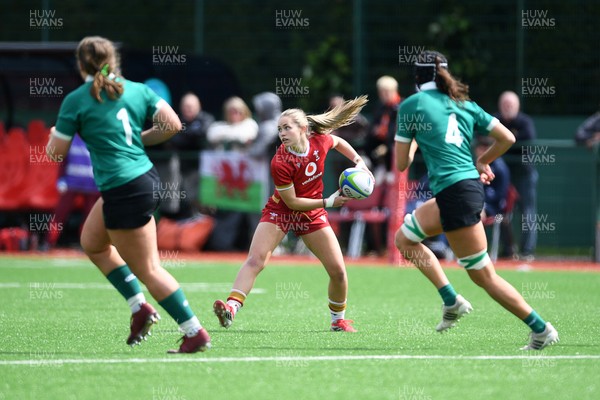 100526 - Wales U21 Women v Ireland U21 Women - Six Nations Women's U21 Series - Hanna Marshall of Wales Women is challenged by Aoibhe O’Flynn Ireland Women