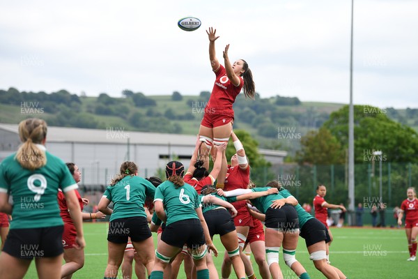 100526 - Wales U21 Women v Ireland U21 Women - Six Nations Women's U21 Series - Robyn Davies of Wales Women wins the line-out