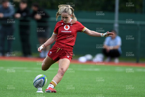100526 - Wales U21 Women v Ireland U21 Women - Six Nations Women's U21 Series - Hanna Marshall of Wales Women kicks the conversion