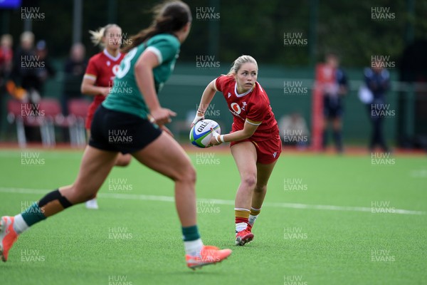 100526 - Wales U21 Women v Ireland U21 Women - Six Nations Women's U21 Series - Hanna Marshall of Wales Women is challenged by Rosin Maher Ireland Women