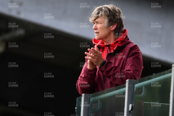 100526 - Wales U21 Women v Ireland U21 Women - Six Nations Women's U21 Series - Liza Burgess, Wales Women's Head Coach watches from the stands