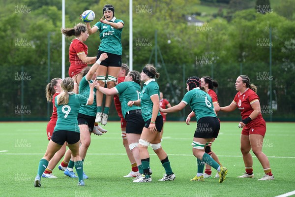 100526 - Wales U21 Women v Ireland U21 Women - Six Nations Women's U21 Series - Aoibhe O’Flynn Ireland Women wins the line-out