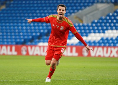 310315 -Wales U21s v Bulgaria U21s - UEFA U21 Championship Qualifier - Tom O'Sullivan of Wales celebrates scoring his second goal