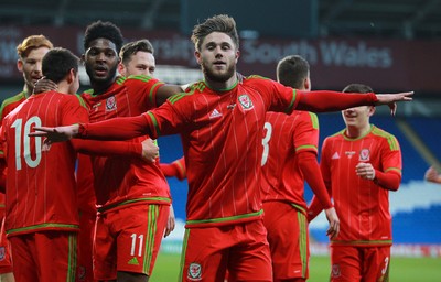 310315 -Wales U21s v Bulgaria U21s - UEFA U21 Championship Qualifier - Wes Burns of Wales