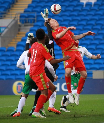 310315 -Wales U21s v Bulgaria U21s - UEFA U21 Championship Qualifier - Josh Yorweth of Wales scores the 3rd goal
