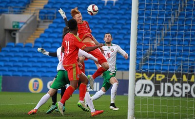 310315 -Wales U21s v Bulgaria U21s - UEFA U21 Championship Qualifier - Josh Yorweth of Wales scores the 3rd goal