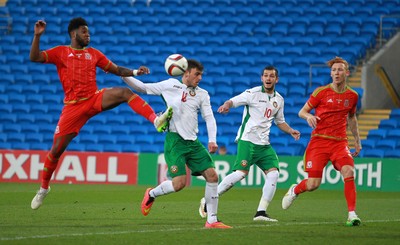 310315 -Wales U21s v Bulgaria U21s - UEFA U21 Championship Qualifier - Ellis Harrison of Wales crosses the ball into the box