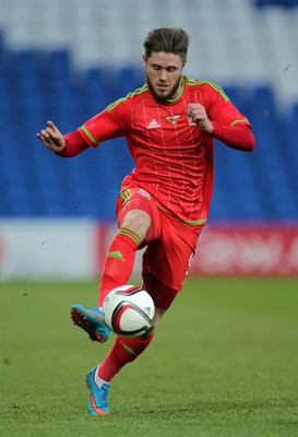 310315 -Wales U21s v Bulgaria U21s - UEFA U21 Championship Qualifier - Wes Burns of Wales