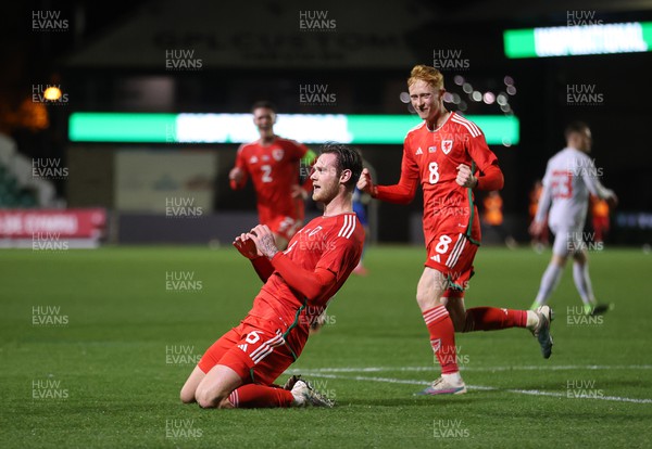 161123 - Wales U21s v Iceland U21s - UEFA U21s Qualifying Round - Joseph Low of Wales celebrates scoring a goal
