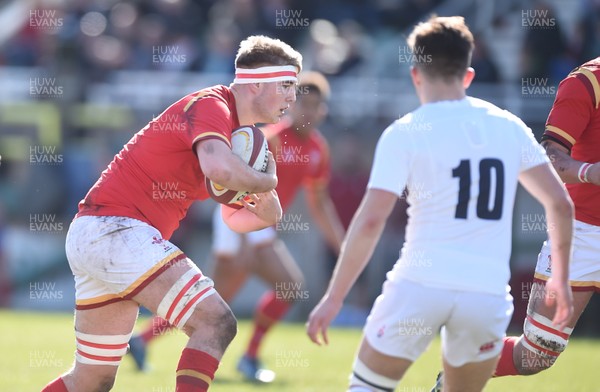 260317 - Wales Under 18 v England Under 18 - Will Griffiths of Wales takes on Kieran Wilkinson