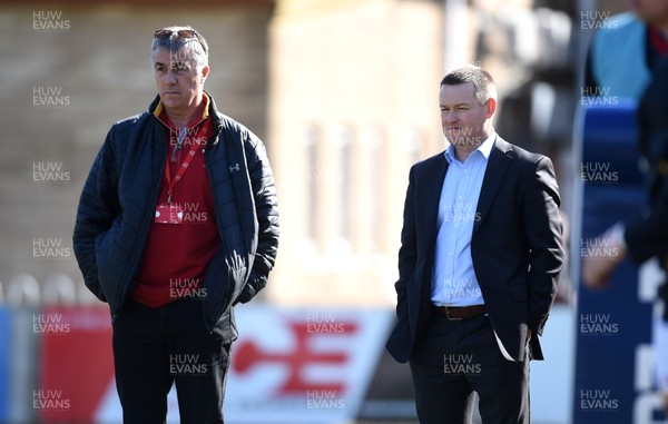 260317 - Wales Under 18 v England Under 18 - WRU head of rugby performance Geraint John and WRU national performance manager Gethin Watts