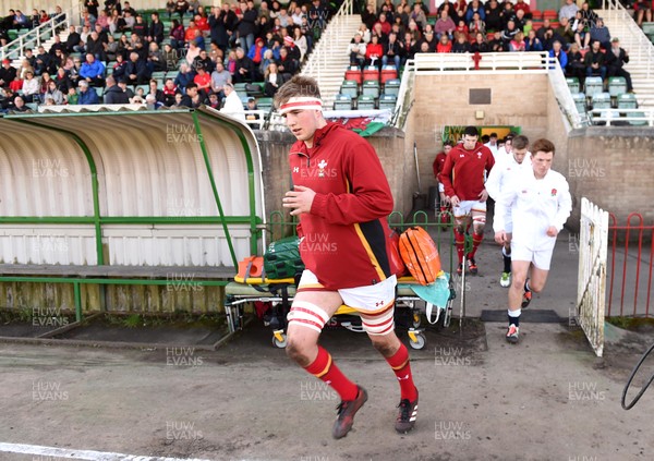 260317 - Wales Under 18 v England Under 18 - Will Griffiths of Wales leads out his side