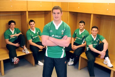 29.01.09 - Wales under 20 Rugby Players named by head coach Phil Davies to lead Wales' Under 20s Six Nations bid (L-R) Rhys Downs, Ashley Beck, James Thomas (Capt), Ashley Sweet, Kristian Phillips (vice Capt) 