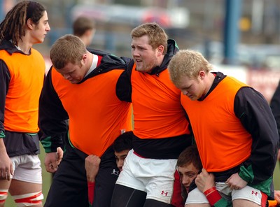 10.02.09 -Wales Under 20 training  Scott Andrews, Rhys Williams and Aaron Coundley 