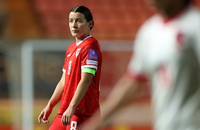 131026 - Wales Women v Albania Women - 2027 FIFA Womens World Cup qualifying play-off semi-final - Angharad James-Tunrer of Wales 