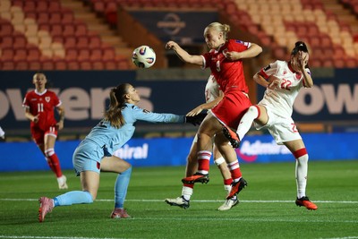 131026 - Wales Women v Albania Women - 2027 FIFA Womens World Cup qualifying play-off semi-final - Elise Hughes of Wales scores a goal