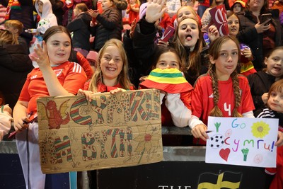 131026 - Wales Women v Albania Women - 2027 FIFA Womens World Cup qualifying play-off semi-final - Wales fans