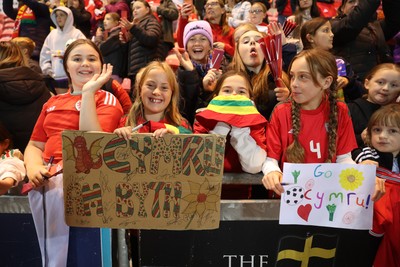 131026 - Wales Women v Albania Women - 2027 FIFA Womens World Cup qualifying play-off semi-final - Wales fans