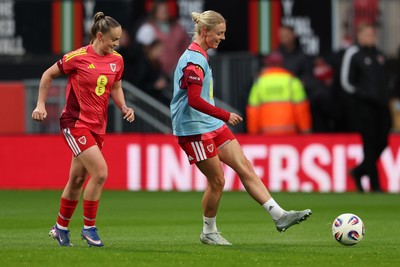 140426 - Wales v Albania - 2027 FIFA Women's World Cup Qualifying - Sophie Ingle of Wales warms up prior to the game