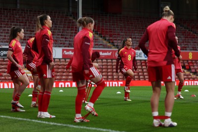 140426 - Wales v Albania - 2027 FIFA Women's World Cup Qualifying - Wales warm up prior to the game