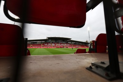 140426 - Wales v Albania - 2027 FIFA Women's World Cup Qualifying - General view inside the Racecourse Ground, Y Cae Ras, prior to the game