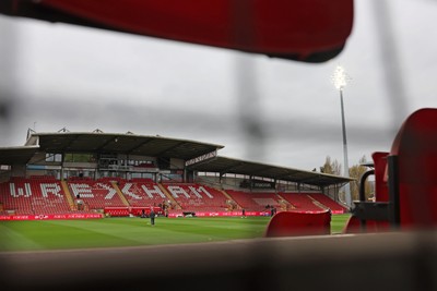 140426 - Wales v Albania - 2027 FIFA Women's World Cup Qualifying - General view inside the Racecourse Ground, Y Cae Ras, prior to the game