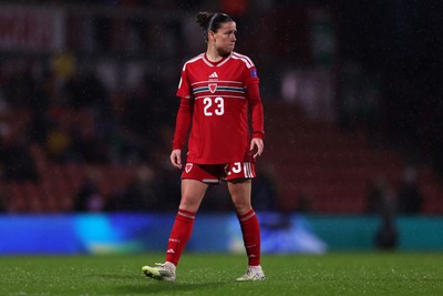 140426 - Wales v Albania - 2027 FIFA Women's World Cup Qualifying - Ffion Morgan of Wales looks on