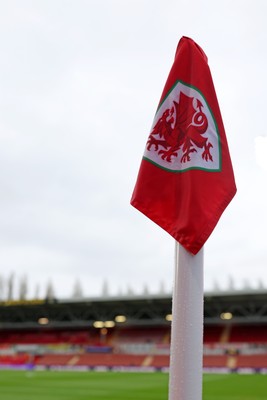 140426 - Wales v Albania - 2027 FIFA Women's World Cup Qualifying - A detailed view of the corner flag prior to the game