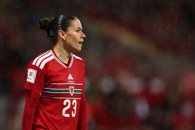140426 - Wales v Albania - 2027 FIFA Women's World Cup Qualifying - Ffion Morgan of Wales looks on