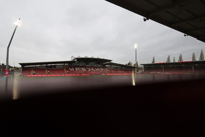 140426 - Wales v Albania - 2027 FIFA Women's World Cup Qualifying - General view inside the Racecourse Ground, Y Cae Ras, prior to the game