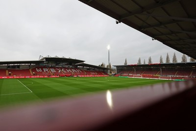 140426 - Wales v Albania - 2027 FIFA Women's World Cup Qualifying - General view inside the Racecourse Ground, Y Cae Ras, prior to the game