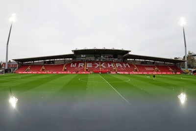 140426 - Wales v Albania - 2027 FIFA Women's World Cup Qualifying - General view inside the Racecourse Ground, Y Cae Ras, prior to the game