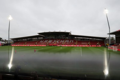 140426 - Wales v Albania - 2027 FIFA Women's World Cup Qualifying - General view inside the Racecourse Ground, Y Cae Ras, prior to the game