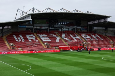 140426 - Wales v Albania - 2027 FIFA Women's World Cup Qualifying - General view inside the Racecourse Ground, Y Cae Ras, prior to the game